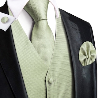 Foto 2 | Foto 2 | Conjunto De Chaleco Y Corbata De Seda Hi-tie Para Hombre Color Verde Menta - Venta Internacional.