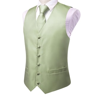 Foto 3 | Foto 3 | Conjunto De Chaleco Y Corbata De Seda Hi-tie Para Hombre Color Verde Menta - Venta Internacional.