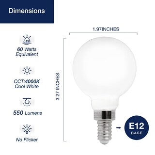 Foto 2 | Foto 2 | Bombillas Led Para Candelabro Flsnt G16 1/2 5 5 W 4000 K Color Blanco Frío Paquete De 12 - Venta Internacional.