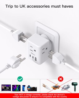 Foto 5 | Foto 5 | Adaptador De Enchufe Mifaso De Ee. Uu. A Reino Unido Tipo G Con 3 Enchufes Y 3 Cargadores Usb - Venta Internacional.