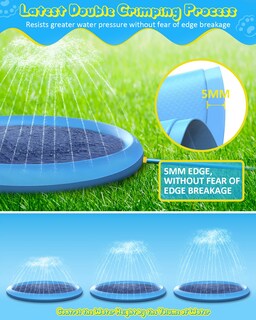 Foto 4 | Foto 4 | Almohadilla Rociadora Dog Pool Raxurt Splash De 130 Cm Duradera Azul - Venta Internacional.