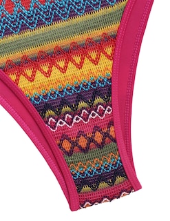 Foto 4 | Foto 4 | Traje De Baño Tipo Bikini Con Estampado Geométrico Bohemio Sin Costuras Color Rojo Vino Para Mujer - Venta Internacional.