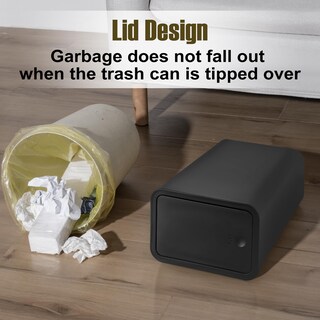Foto 4 | Foto 4 | Botes De Basura Trashaid Paquete De 2 Unidades 10 Litros Con Tapa De Plástico Color Negro - Venta Internacional.