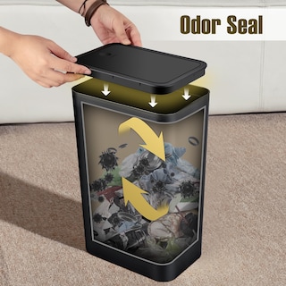Foto 5 | Foto 5 | Botes De Basura Trashaid Paquete De 2 Unidades 10 Litros Con Tapa De Plástico Color Negro - Venta Internacional.