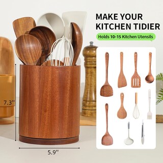 Foto 2 | Foto 2 | Soporte Para Utensilios Gorsent Wooden Madera De Sapelé Rotación De 360° 18 5 Cm - Venta Internacional.