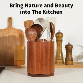 Foto 6 | Foto 6 | Soporte Para Utensilios Gorsent Wooden Madera De Sapelé Rotación De 360° 18 5 Cm - Venta Internacional.