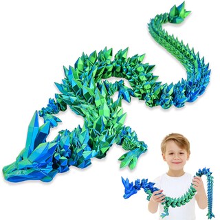Foto 1 | Foto 1 | Dragón Locyfens Impreso En 3d Grande 76 Cm Articulado Azul Y Verde - Venta Internacional.