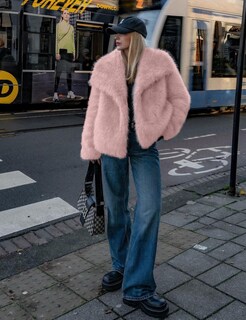 Foto 5 | Foto 5 | Abrigo De Piel Sintética Shiyifa Fluffy Chaqueta Para Mujer Rosa Talla S - Venta Internacional.