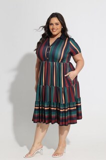 Foto 3 | Foto 3 | Vestido Carcos Talla Grande Para Mujer Verde Marino A Rayas 2xl 18w 20w - Venta Internacional.