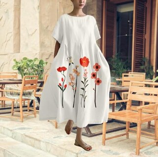 Foto 4 | Foto 4 | Vestido Marsvovo Boho Para Boda Estampado Floral Vintage Talla Grande - Venta Internacional.