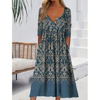 Foto 2 | Foto 2 | Vestido Largo Guteidee Para Mujer Bohemio Con Botones Florales Y Bolsillos - Venta Internacional.
