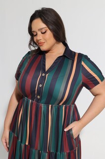 Foto 5 | Foto 5 | Vestido Carcos Para Mujer Talla Grande Verde Marino A Rayas 3xl 22w 24w - Venta Internacional.