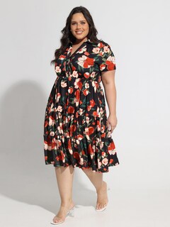 Foto 4 | Foto 4 | Vestido Carcos Para Mujer Talla Grande Cuello En V Volantes Florales Negros 5x - Venta Internacional.