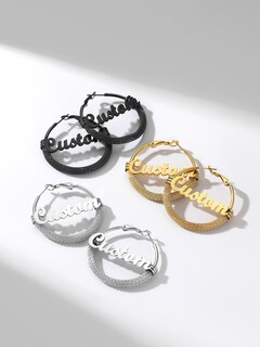 Foto 7 | Foto 7 | Pendientes De Aro Prosteel Con Nombre Personalizado De 40 Mm De Acero Inoxidable Negro - Venta Internacional.