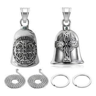 Foto 1 | Foto 1 | 2pz San Benito/cruz Campana Biker Amuleto Moto Guardian Bell Eo Safe Imports Esi-21807 Plateado