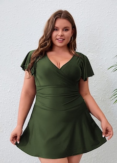Foto 5 | Foto 5 | Traje De Baño Con Volantes Swimdress Eagerbuy Para Mujer Control De Barriga - Venta Internacional.