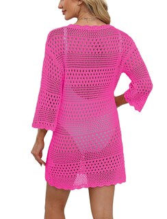 Foto 6 | Foto 6 | Traje De Baño Sampeel Vestido De Ganchillo Para Vacaciones En La Playa Rosa Intenso - Venta Internacional.