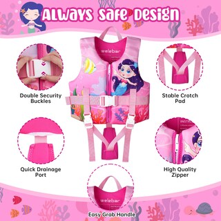 Foto 4 | Foto 4 | Chaleco De Natación Welebar Para Niños Pequeños Con Correa De Seguridad Ajustable - Venta Internacional.