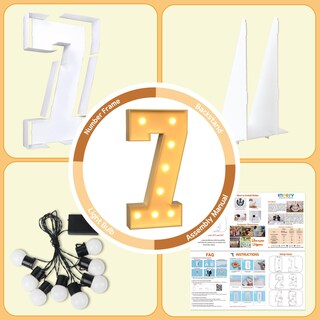 Foto 4 | Foto 4 | Marquee Light Up Numbers Imprev Bloque De 3 Pies Mosaico Número 7 - Venta Internacional.