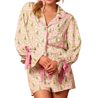 Foto 1 | Foto 1 | Pijama Navideño Muineobuka Para Mujer Conjunto De Satén De 2 Piezas - Venta Internacional.