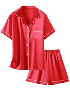 Foto 1 | Foto 1 | Conjunto De Pijama Schbbbta Silk Para Mujer Rojo X-small - Venta Internacional.