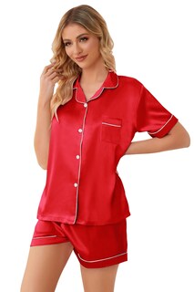 Foto 5 | Foto 5 | Conjunto De Pijama Schbbbta Silk Para Mujer Rojo X-small - Venta Internacional.