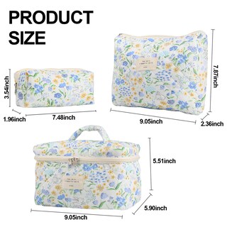 Foto 6 | Foto 6 | Bolsa De Maquillaje Noyinmin  Bonita Coqueta Floral Acolchada  3 Unidades  Azul - Venta Internacional.