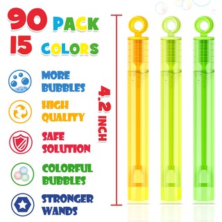 Foto 3 | Foto 3 | Varita De Burbujas Inscraft Paquete De 90 Unidades Tamaño Pequeño 15 Colores Para Niños - Venta Internacional.
