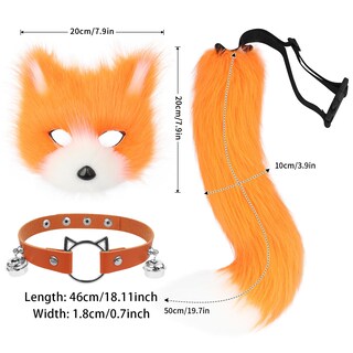 Foto 3 | Foto 3 | Accesorio De Disfraz Hbbhml Máscara De Piel Sintética De Zorro Lobo Y Gato Con Cola - Venta Internacional.