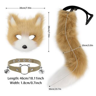Foto 3 | Foto 3 | Accesorio De Disfraz Hbbhml Máscara De Piel Sintética De Zorro Lobo Y Gato Con Cola - Venta Internacional.