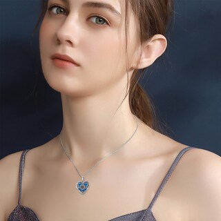 Foto 4 | Foto 4 | Collar Con Medallón Soulmeet Con Forma De Corazón De Girasol Azul Ópalo Plateado - Venta Internacional.