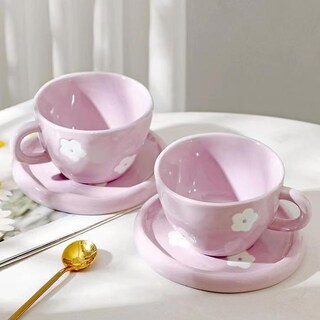 Foto 5 | Foto 5 | Set De Tazas De Café Disoza Cute Purple Flowers 250 Ml Cerámica - Venta Internacional.