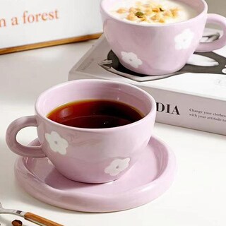 Foto 6 | Foto 6 | Set De Tazas De Café Disoza Cute Purple Flowers 250 Ml Cerámica - Venta Internacional.