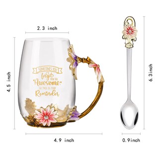 Foto 2 | Foto 2 | Taza De Cristal Para Regalo Oeago Inspirational Para Mujer Con Cuchara - Venta Internacional.