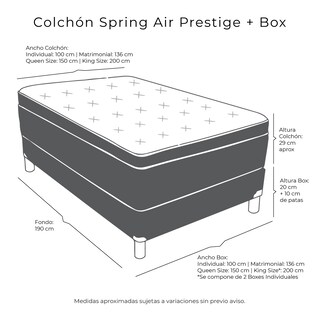 Foto 5 | Foto 5 | Colchón Spring Air Prestige Queen Size + Box Dicasa Gris Carbón