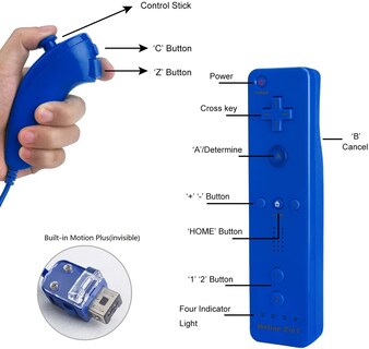 Foto 2 | Foto 2 | Paquetes De 2 Mandos Wii Motion Plus Con Nunchuks Techken Blue - Venta Internacional.