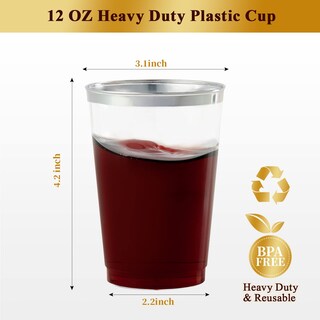 Foto 5 | Foto 5 | Vasos De Plástico Vplus De 350 Ml Con Borde Plateado 150 Unidades Reutilizables - Venta Internacional.