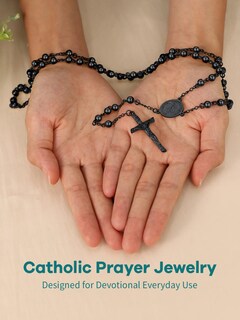 Foto 6 | Foto 6 | Collar Con Forma De Rosario Supcare Con Símbolos Cristianos Católicos Para Hombre - Venta Internacional.