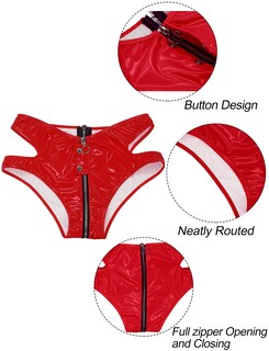 Foto 5 | Foto 5 | Pantalones Cortos Feoya Pole Dance De Charol Brillante Para Mujer Rojo 3xl - Venta Internacional.