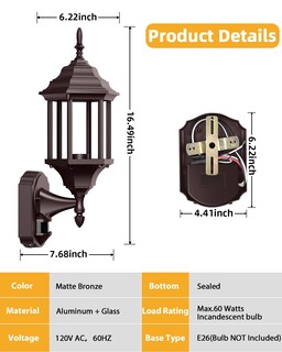 Foto 6 | Foto 6 | Luces De Porche Exterior Con Sensor De Movimiento Redluck Desde El Anochecer Hasta El Amanecer - Venta Internacional.