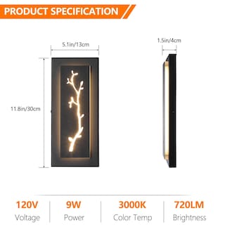 Foto 5 | Foto 5 | Lámpara Led De Pared Tewei Para Exteriores E Interiores 30 Cm 9 W 720 Lm 3000 K Color Negro - Venta Internacional.