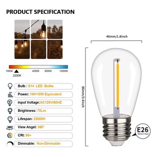 Foto 2 | Foto 2 | Bombillas Led Kgc S14 Irrompibles Impermeables 1 W 2200 K 30 Unidades - Venta Internacional.