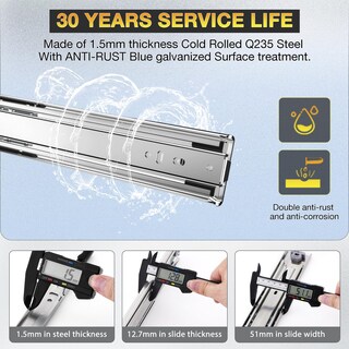 Foto 4 | Foto 4 | Diapositivas Para Cajones Yenuo Heavy Duty Extensión Completa 35-40 Cm 150 Kg - Venta Internacional.