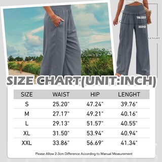 Foto 5 | Foto 5 | Pantalones Palazzo De Lino Glienst Para Mujer  Cintura Alta  Color Gris M - Venta Internacional.