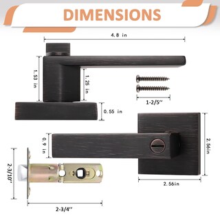 Foto 6 | Foto 6 | Palanca De Puerta Probrico De Bronce Frotado Con Aceite Para Dormitorio O Baño Privacidad - Venta Internacional.