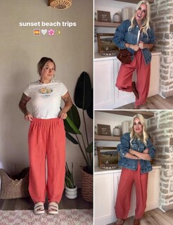 Foto 3 | Foto 3 | Pantalones Xiaoxuemeng Holgados De Pierna Ancha Palazzo Harem Naranja Para Mujer - Venta Internacional.