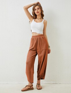 Foto 7 | Foto 7 | Pantalones Xiaoxuemeng Holgados De Pierna Ancha Palazzo Harem Naranja Para Mujer - Venta Internacional.