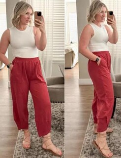 Foto 3 | Foto 3 | Pantalones Xiaoxuemeng Holgados De Pierna Ancha Palazzo Harem Wine Red Xs Para Mujer - Venta Internacional.