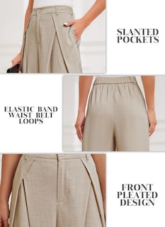 Foto 6 | Foto 6 | Pantalones De Vestir De Pierna Ancha Hvt De Cintura Alta Para Mujer Color Caqui - Venta Internacional.