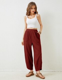 Foto 6 | Foto 6 | Pantalones Anchos Xiaoxuemeng Winered Para Mujer Talla M - Venta Internacional.